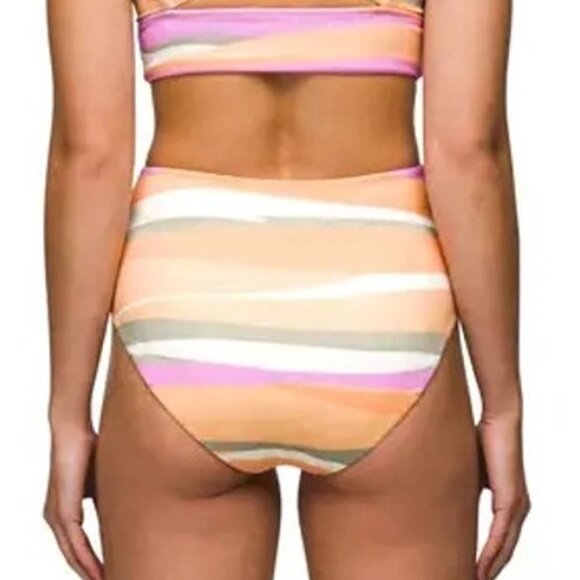 Prana Bikini Set Willow Falls Top Sun Shade Bottom High Rise Striped Orange S - Picture 6 of 8
